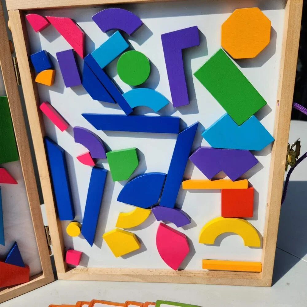 Mindware Imagination Magnets Imaginets Wood Geoform Wooden Magnetic Blocks and M